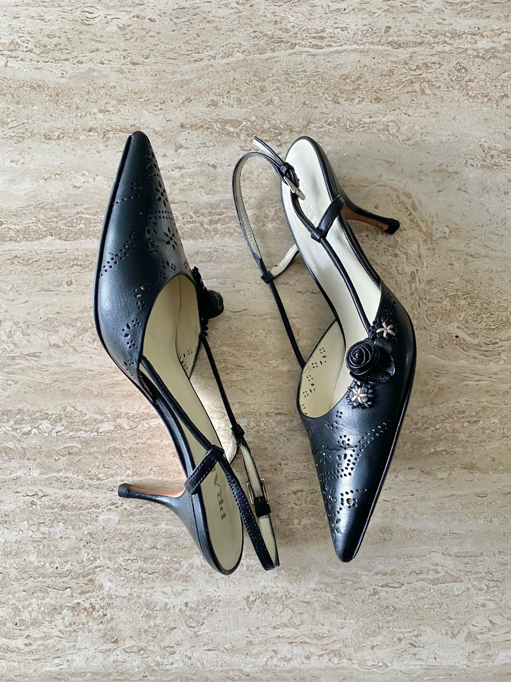 Vintage Prada Rosette Slingback Heels - Picture 6 of 10